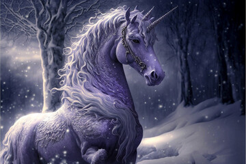 Unicorn in snow