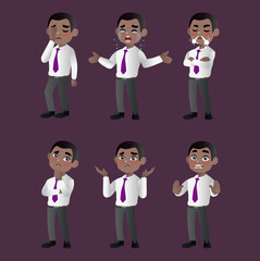 Set of business people with different poses