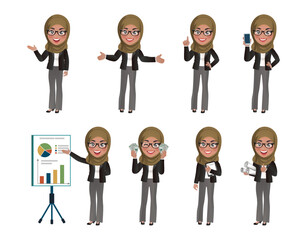 Set of business people with different poses