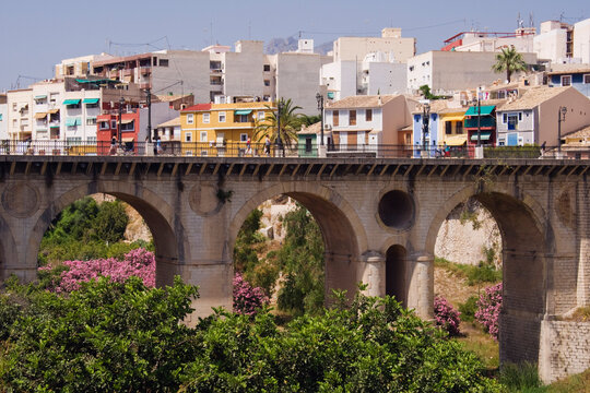 Bridge and Cityscape, La Vila Joiosa, Benidorm, Alicante, Spain