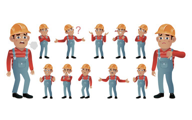 Set of worker with different emotion