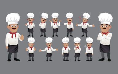 Set of chef with different emotion