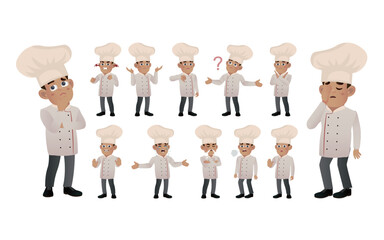 Set of chef with different emotion
