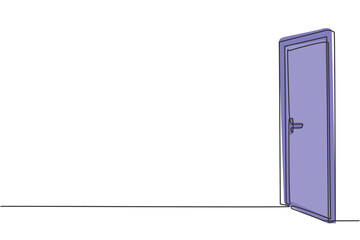 Single continuous line drawing customer's door. E-shop. E-commerce. Online shopping. Online delivery service. Fast delivery parcel concept. Dynamic one line draw graphic design vector illustration