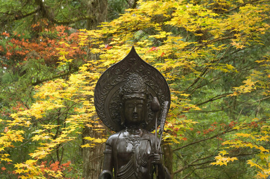 Statue by Trees, Kansai, Honshu, Japan