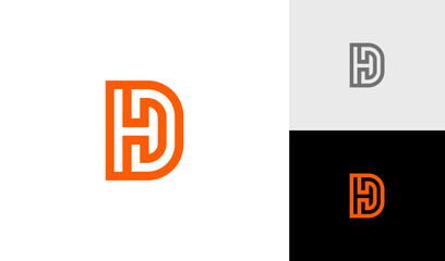 Geometric letter HD or DH monogram logo vector