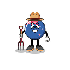 Cartoon mascot of new zealand flag farmer