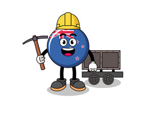 Mascot Illustration of new zealand flag miner
