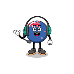 Mascot Illustration of new zealand flag as a customer services