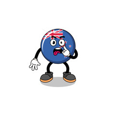 Character Illustration of new zealand flag with tongue sticking out
