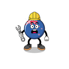 Character Illustration of new zealand flag with 404 error