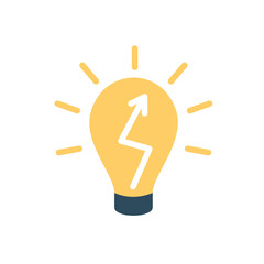 Light bulb with graph icon. Idea and insight, successful business project or start up. Innovation and development of company or organization. Poster or banner. Cartoon flat vector illustration