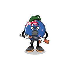 Character cartoon of new zealand flag as a special force