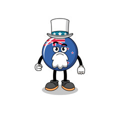 Illustration of new zealand flag cartoon with i want you gesture