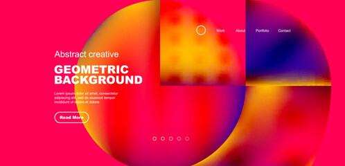 Obraz premium Circles, round shapes and lines with fluid gradients abstract background. Vector illustration for wallpaper, banner, background, leaflet, catalog, cover, flyer
