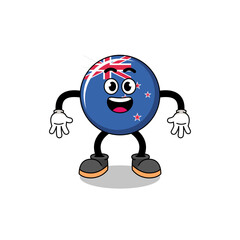 new zealand flag cartoon with surprised gesture