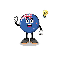 new zealand flag cartoon with get an idea pose