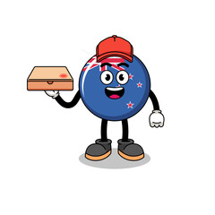 new zealand flag illustration as a pizza deliveryman