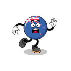 slipping new zealand flag mascot illustration