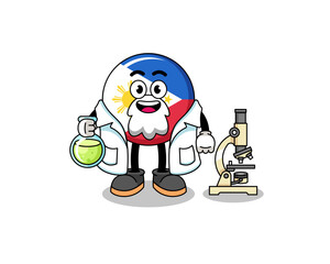 Mascot of philippines flag as a scientist