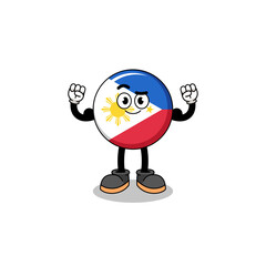 Mascot cartoon of philippines flag posing with muscle