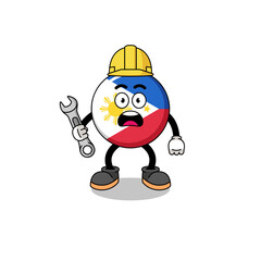 Character Illustration of philippines flag with 404 error
