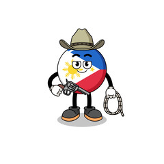 Character mascot of philippines flag as a cowboy