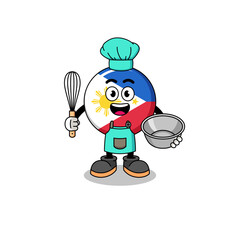 Illustration of philippines flag as a bakery chef