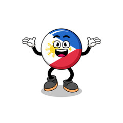 philippines flag cartoon searching with happy gesture