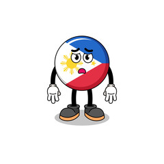 philippines flag cartoon illustration with sad face