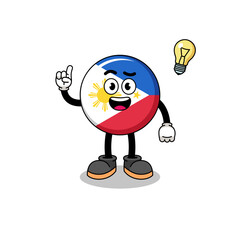 Fototapeta premium philippines flag cartoon with get an idea pose