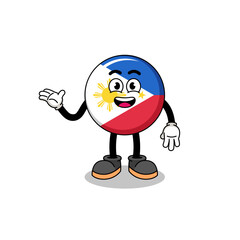 philippines flag cartoon with welcome pose