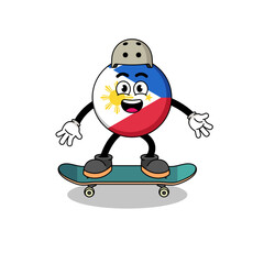 philippines flag mascot playing a skateboard