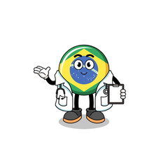 Cartoon mascot of brazil flag doctor