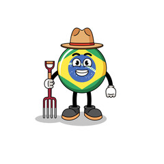 Cartoon mascot of brazil flag farmer