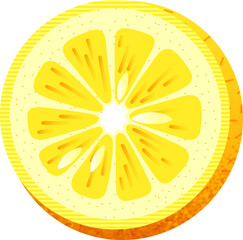 Icon of slice of lemon against white background Vector illustration of round shaped slice of fresh ripe yellow lemon isolated against white background