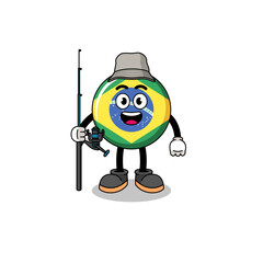 Mascot Illustration of brazil flag fisherman