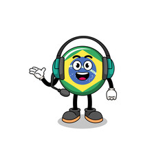 Mascot Illustration of brazil flag as a customer services