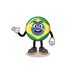 brazil flag cartoon with welcome pose