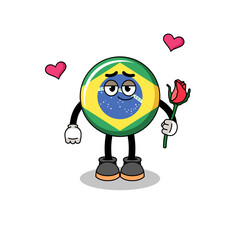 brazil flag mascot falling in love