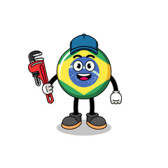 brazil flag illustration cartoon as a plumber