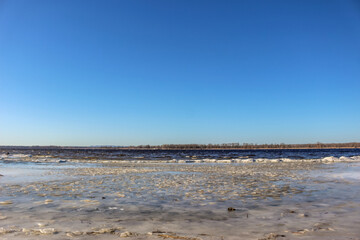 Beautiful winter landscape at the ravine Petrie Island, Ottawa river