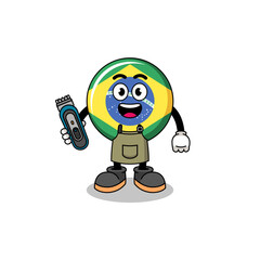 Cartoon Illustration of brazil flag as a barber man