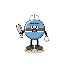Mascot of botswana as a butcher