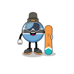 Mascot cartoon of botswana snowboard player