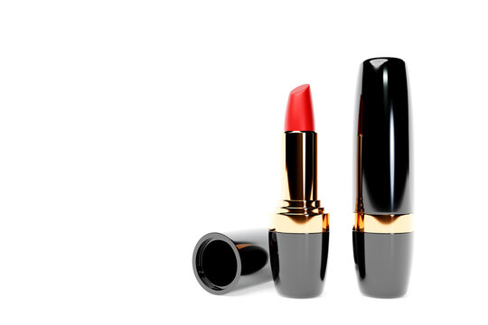 Lipstick mockup on white isolated  background. Premium beauty makeup presentation. 3D illustration