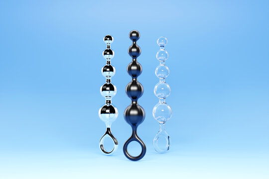 Set of  adult toys, black  butt anal plugs . 3D illustration