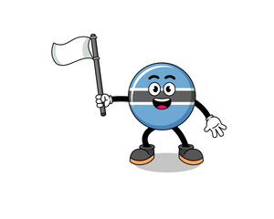 Cartoon Illustration of botswana holding a white flag