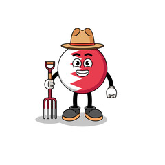 Cartoon mascot of bahrain flag farmer