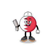 Mascot of bahrain flag as a butcher